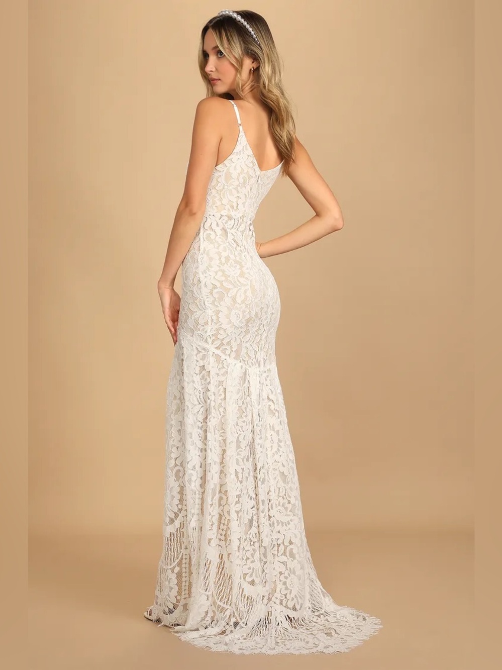 Lulus Flynn White Lace Maxi Dress Bridal Wedding Formal Size Small EUC - Picture 3 of 12